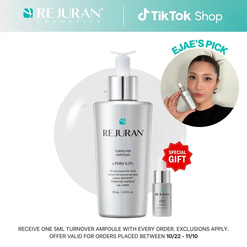 REJURAN Turnover Ampoule, c-PDRN - Anti-Aging Face Serum for Firmness, Radiance, and Youthful Skin. Larger Size for Extended Use (1.69 fl oz), Korean Skin Care.