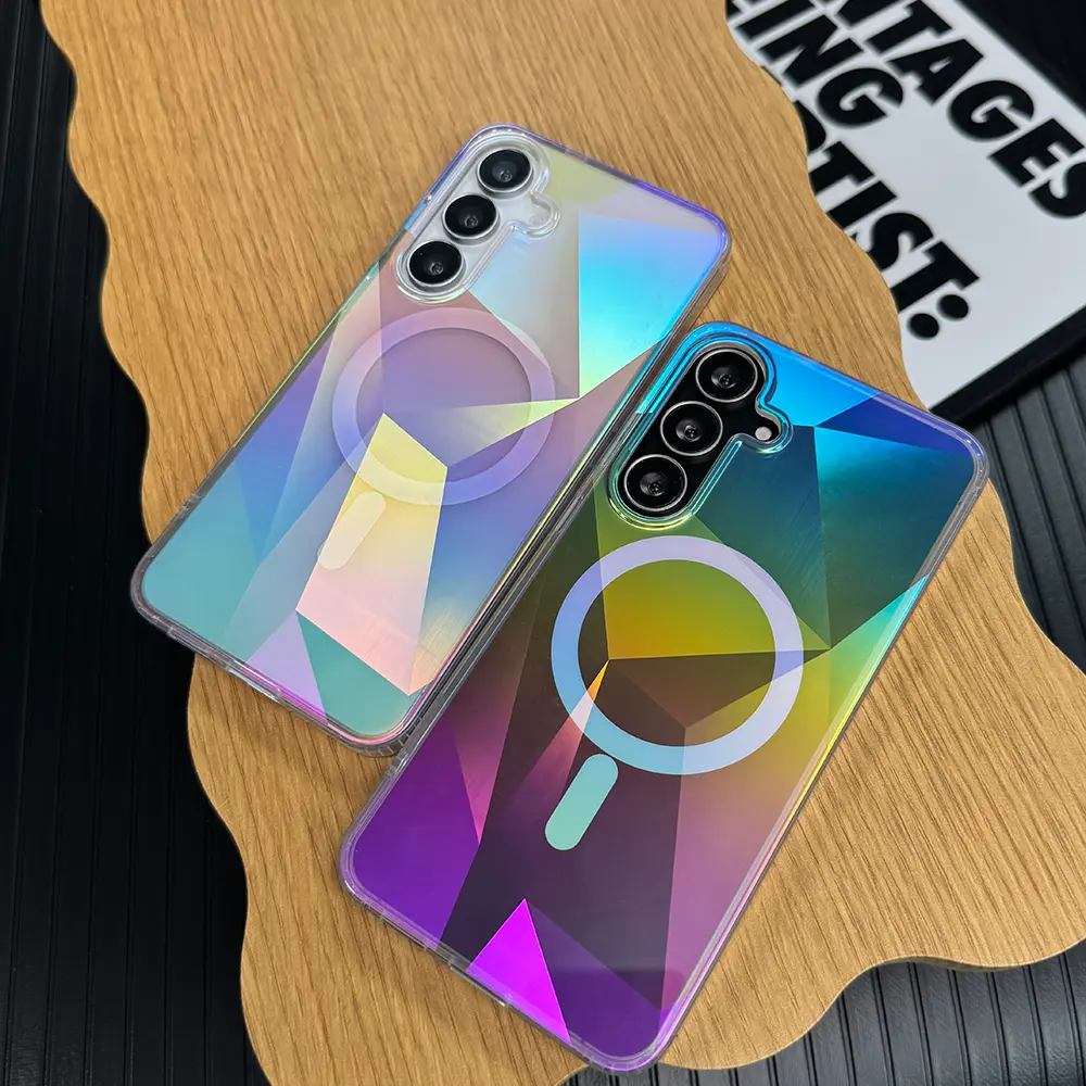 For Samsung Galaxy S26/S25 ULTRA S25 Edge S24 FE S25 Fashionable Phone Case, Fantasy Colored Diamond Magnetic Protective Case.