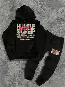 Urban Graphic Hoodie & Joggers Set - "The Dream is Free" Motivational Streetwear Sweatsuit - Heavyweight Loose Fit Tracksuit for Daily Streetstyle, Travel, and Studio Wear, Sportswear Set