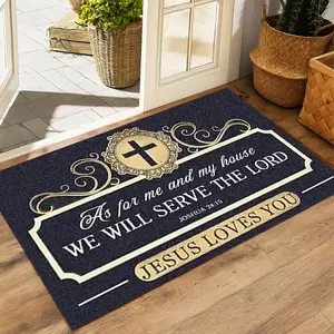 Christian Letter Pattern Door Mat, Non-slip Floor Home Decorative Rug, Machine Washable Rug, Carpet for Home Living Room Bedroom, Home Decor, Home Decor Rugs
