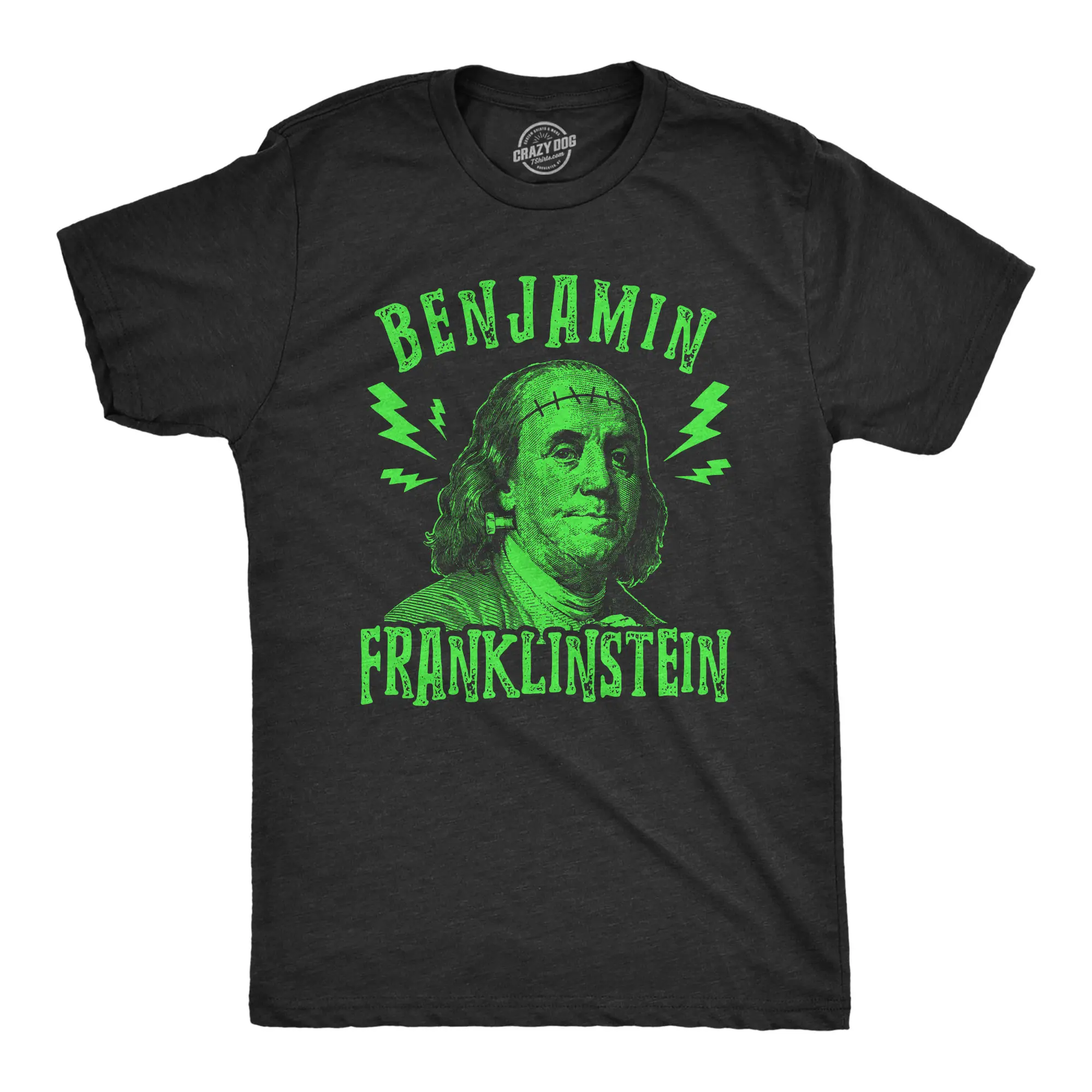 Mens Benjamin Franklinstein T Shirt Funny Halloween Frankenstein Ben Franklin USA Graphic Tee Mens Funny T Shirts Cool Vintage Fashion T-Shirt Gift Classic Menswear Halloween Apparel for Men Funny Political Black