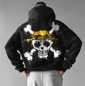 Oversized Unisex Anime #OnePieceee Print Hoodie, Straw Hat Pirates Graphic Top, Casual Streetwear Sweatshirt, Gift For Anime Fans