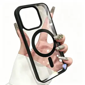 Luxury Business Advanced Black Clear Case for iPhone 17Air 17 16 15 14 13 12 11 Pro Max Plus Magsafe Magnetic Matte Antiskid Protect Cover Shockproof Protection Casing Protector Smartphone