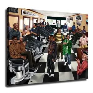 [Unframed] The Most Iconic Black Male Comedians Just Hanging Out In The Barbershop Canvas Poster Modern Aesthetic Picture Wall Art Home Office Decoration Frameless Print Artwork High Resolution Water Resistant Artistic Painting Holiday Gift