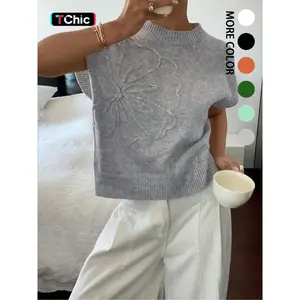 Women's Crew Neck Sweater Vest, Casual Sleeveless Jumper Vest for Daily Wear, Ladies Knitwear for All Seasons