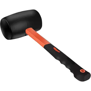 12 oz Rubber Mallet Hammer with Shock-absorbing Fibre Handle Soft Blow Tasks without  Double-Faced Soft Mallet for Camping, Flooring, Tent Stakes, Woodworking (12 oz)
