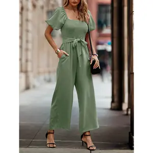 Smocked Wide Leg Jumpsuit