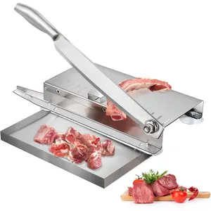 Easy-Clean Stainless Steel Manual Meat Slicer - Perfect for Frozen Beef, Vegetables, and Bones - Ideal Kitchen Gadget with Rectangular Blade, No Power Needed, Meat Slicer Machine|Stainless Steel Design|Durable Kitchen Tool, Meat Slicer Machin