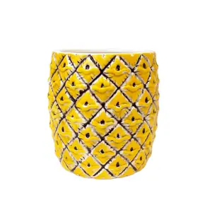 BARCONIC Ceramic Tiki Drinkware - Natural Pineapple Cup, 18 oz.