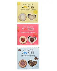 MY DAD'S COOKIES 2oz Linzer Assortment - 3 Count - Lemon, Raspberry, Chocolate