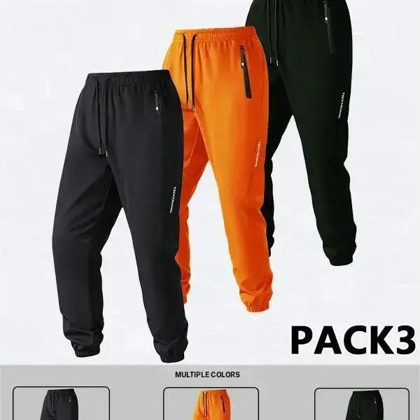Men's Regular Fit Solid Polyester Athleisure Pants - Elastic Drawstring Waist, Multipocket Utility, Gym Clothes, Yoga/Training Flex, Casual All-Season Daily Wear (Check Size Chart First)