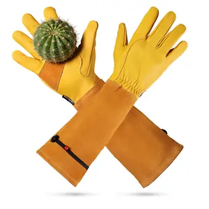WORKPRO Gardening Gloves, Long Leather Garden Gloves for Women & Men, Thorn-Proof Gardening Gloves for Rose, Bush, Blackberry & Cactus, Work Gloves with Long Forearm Protection for Yard & Gardening