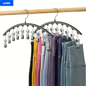 2 hangers [10 anti slip clip hangers] anti slip clip elbow multi clip hanger set - rubber coating, space saving wardrobe/dormitory/wardrobe storage organizer (durable, adjustable, compact design) Christmas and Halloween gifts