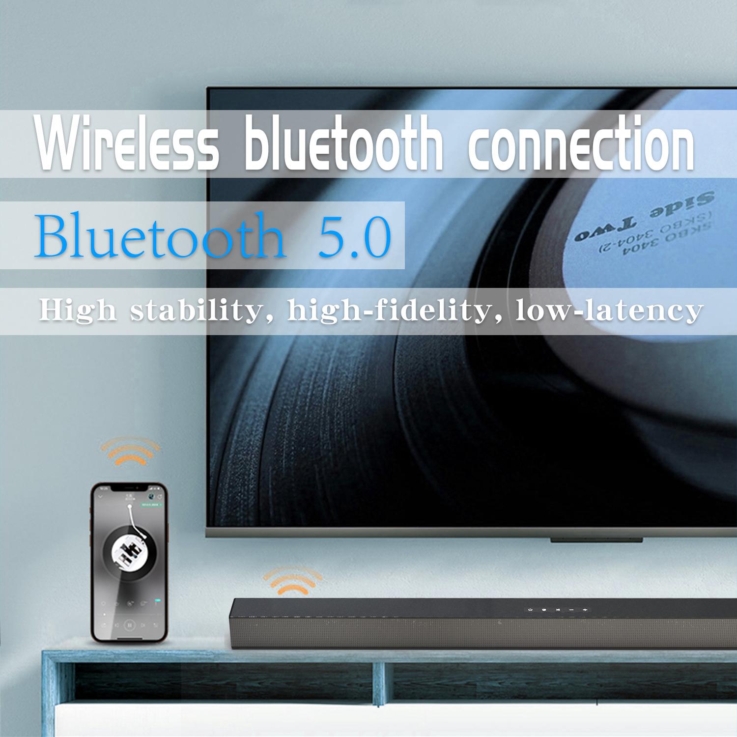 Bluetooth Soundbar With Subwoofer, 2.1 Heavy Bass Surround Sound System, TV Speaker, Home Theater Stereo, Bluetooth 5.0, AUX/USB/Optical/HD(ARC) Connection