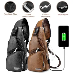 Waterproof Small Sling Bag,PU Leather Crossbody Sling Backpack Sling Bag for Hiking Travel Sports Running Chest Bag