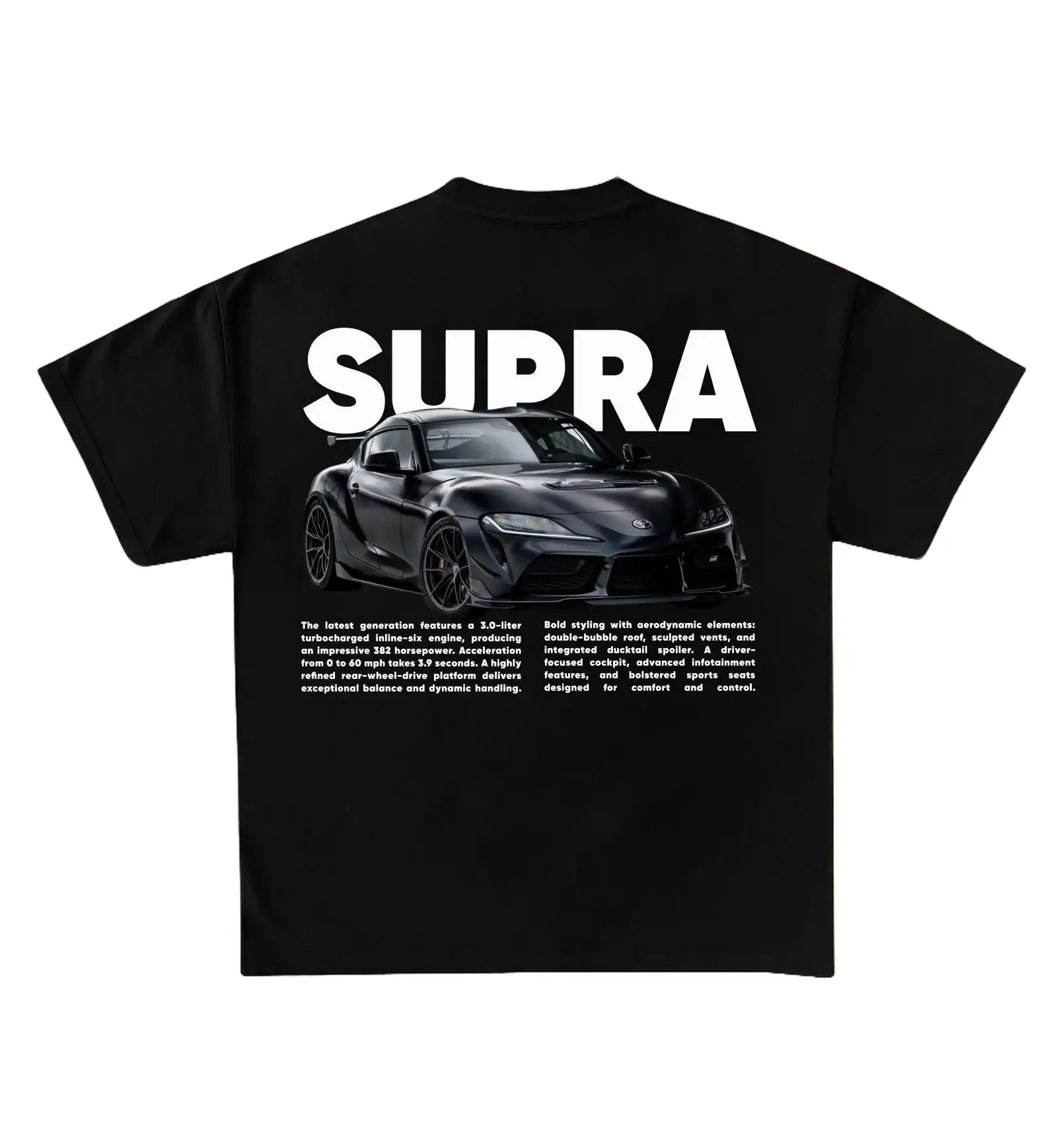 Supra MK5 Sports Car Tee - Turbo Inline-Six Graphic T-Shirt Sweatshirt Hoodie 2 Sided - JDM Auto Racing Apparel - Car Enthusiast Gift