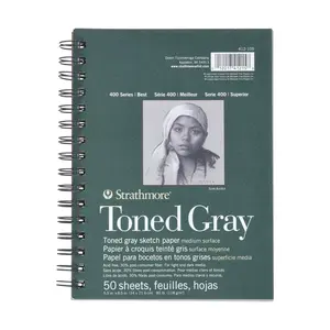Strathmore 400 Series Sketch Pad, Toned Gray, 5.5x8.5 inch, 50 Sheets - Artist Sketchbook for Drawing, Illustration, Art Class Students
