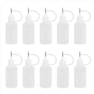 10Pcs 30Ml Plastic Squeezable Tip Applicator Bottle Refillable Dropper Bottles with Needle Tip Caps for Glue DIY