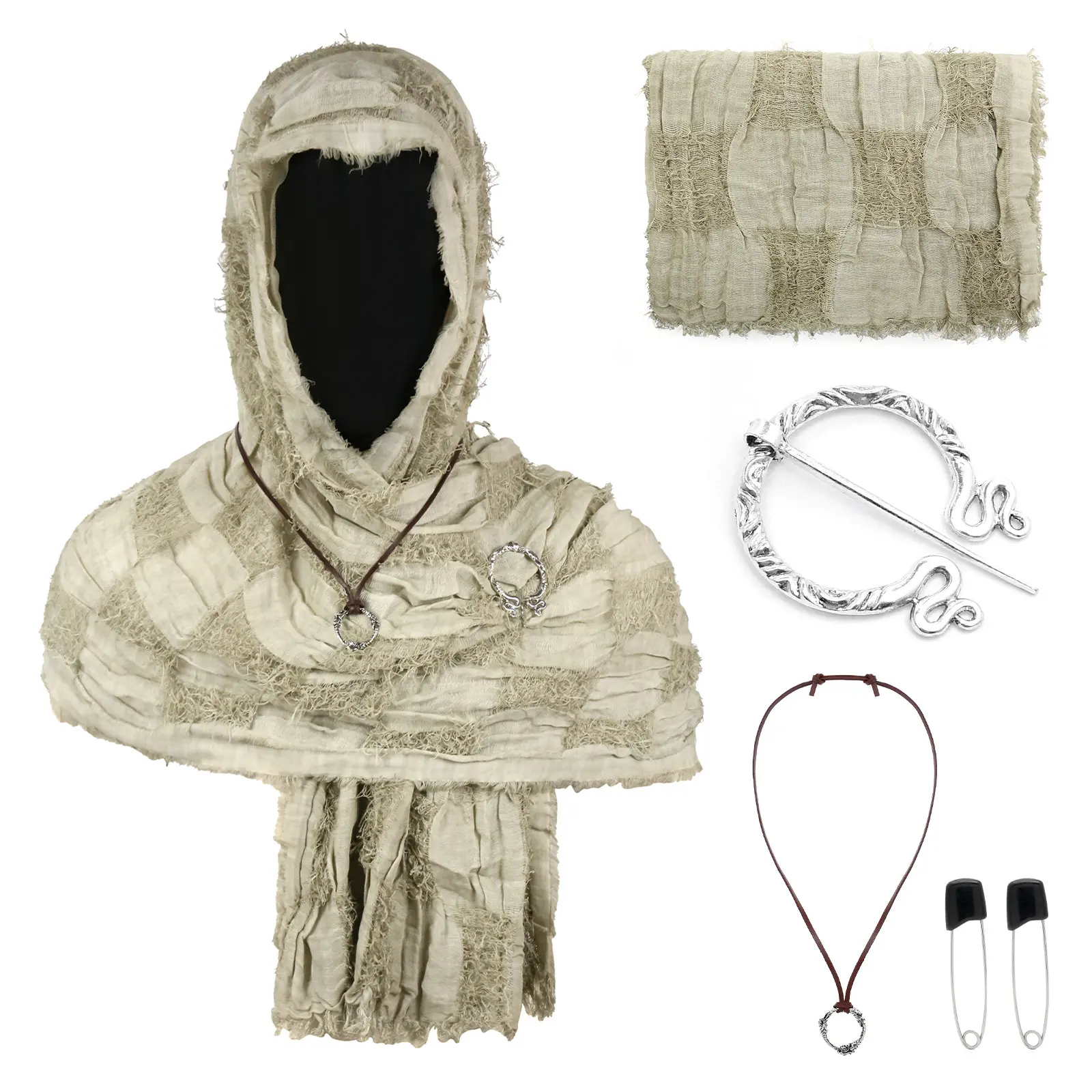CST153KH khaki battle damage scarf (190c