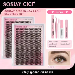 DIY Lash Extensions Kit 320pcs Individual Lashes Clusters 40D D Curl Eyelash Extension Kit with Applicator and Lash Bond&Seal, Clusters Lash Glue Remover For False Eyelash Mix 9-16mm (40D KIT, WITH ONE FREE CLEAR GLUE)