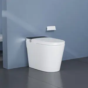 Smart One-Piece Toilet with Heated Seat, Instant Warm Water Bidet, Air Dryer, Auto Flush, Foot Sensor Flush, Seat Sensor Flush, White Ambient Light, Manual Open Lid, Comfortable for Modern Bathrooms