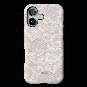 Blunt White Lace Floral Printed Case for iPhone 17 16 15 14 Pro Max | Aesthetic Coquette Vintage Style Phone Cover | Elegant White Flower Pattern Printed Case