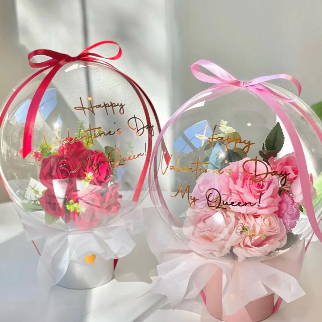 Flower balloon Birthday Round Colorful clear balloon gift Mother’s Day