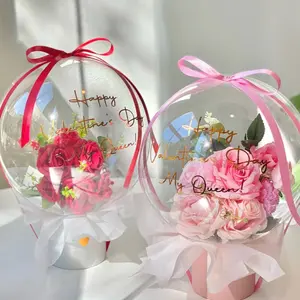 Flower balloon Birthday Round Colorful clear balloon gift Mother’s Day