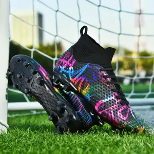 Professional   football cleats with anti-slip studs, new style boys' football boots for both boys and girls, suitable for students' competitions and training, outdoor lawn, lightweight and breathable