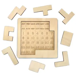 Large Daily Calendar Puzzle (Solid Wood) for Coffee Tables, Family Rooms, Christmas Gift, Students, Office Toy, Game Room
