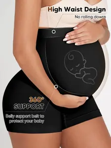 Women's Seamless High-Waisted Maternity Shorts, Tummy-Supporting & Stretchy Design, Plus Size Casual Wear for All Seasons