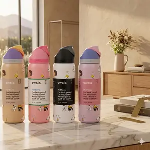 Owala Dog Peanuts 32oz Stainless Steel Insulated Water Bottle for Kids with Built-in Straw - Leak-proof and Spill-proof, Suitable for School - Double-walled Vacuum Bottle, BPA-Free - Cute Cartoon Travel Bottle for Boys and Girls