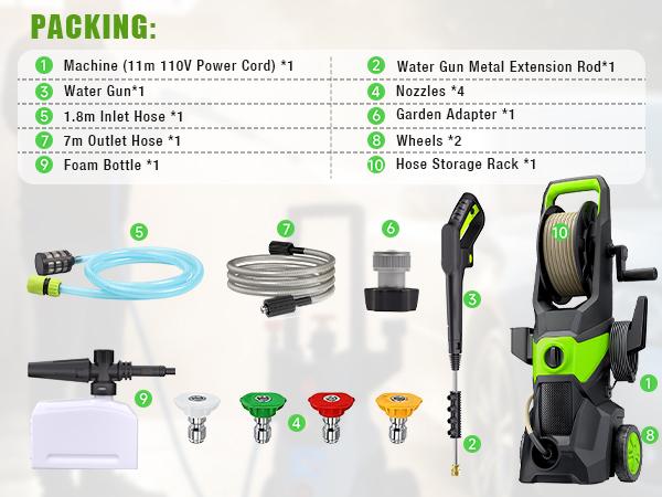 Electric Pressure Washer, 2600 PSI 2.4 GPM High Power Washer with 4 Nozzles Set & Foam Cannon, Power Washer for Driveways, Cars, Fences, Decks, Patios, and Outdoor Cleaning
