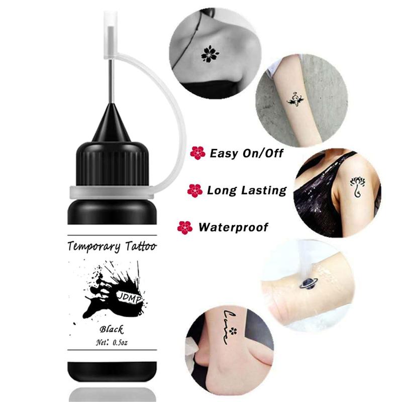 Temporary Tattoo Kits, Semi Permanent Tattoo Jagua Freehand Ink with 84 Adhesive Stencils, 4 Bottles Black Tattoo Ink Kit Inkbox DIY for Women Men Body Art Painting Makeup Pigment Cosmetic