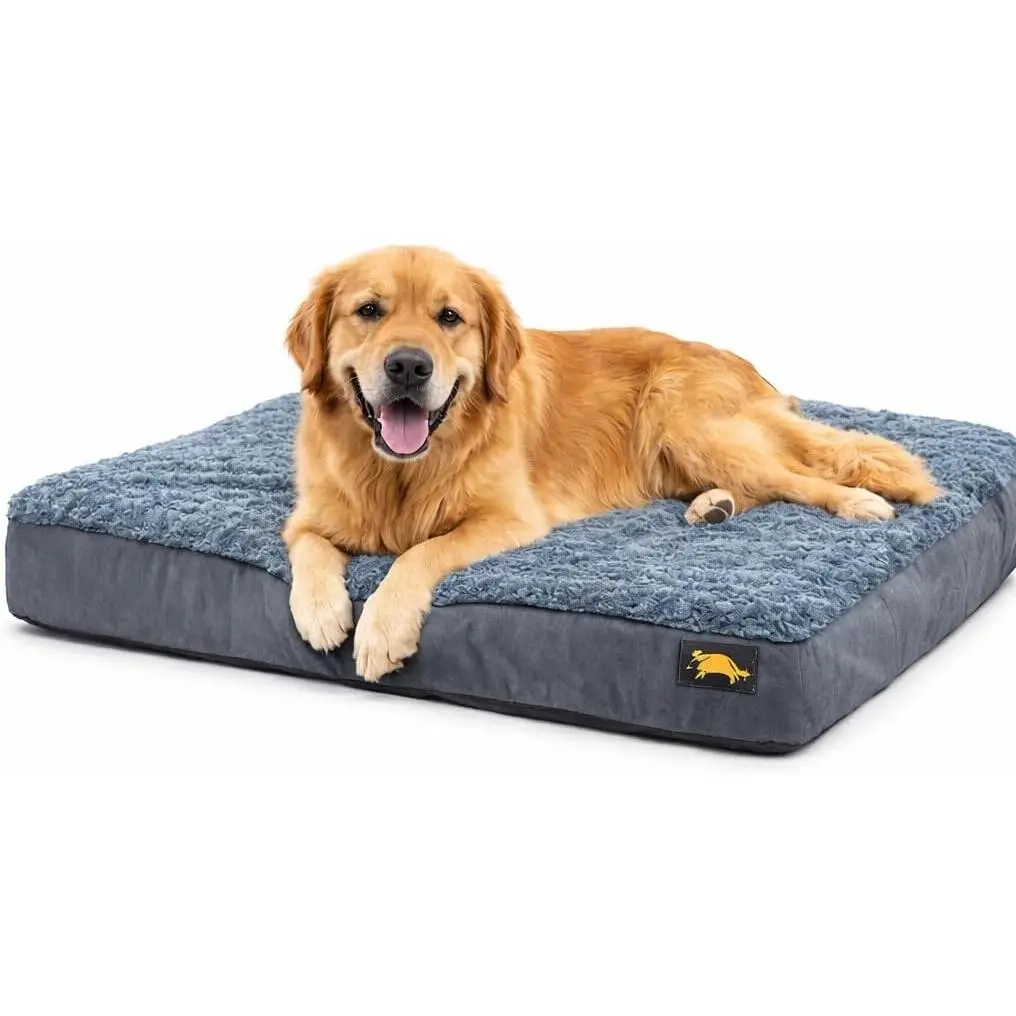 Orthopedic Dog Bed, X Large, Gray, Plush Cover, Removable Washable Cover, Water Resistant Bottom, Supportive high Density Foam