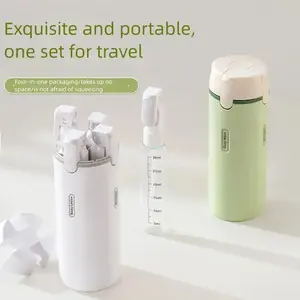 4-in-1 Portable Travel Dispenser Bottle, Leak-Proof Plastic Cosmetic Shampoo Container, Compact Lightweight Design for Toiletries, Travel-Friendly Refillable Storage for Lotion Conditioner Body Wash, Ideal for Business Trip Vacation Gym Outdoor Daily Use