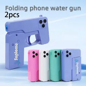 2pcs Mini Foldable Water Gun, Hidden Creative Sprayer, Portable Pocket Size, Safe Plastic, Ideal for Summer Parties, Beach, Pool, Outdoor Fun