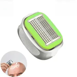 Men Bald Head Razor, 8 Layer Dual Directional Blade Shaver, Anti Scratch Anti Bump Design, Waterproof Washable, Replaceable Head, Full Body Shaving for Leg Arm, Sensitive Skin Friendly Portable Travel Shaver