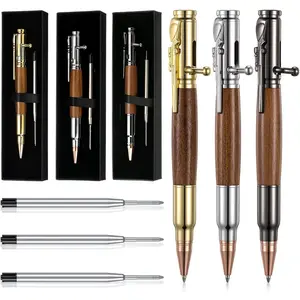 3 Sets Bolt  Pens for Men  Pen for Collector Lover Father with  Box and Black Ink Refills Father's Day Gifts(  Black)