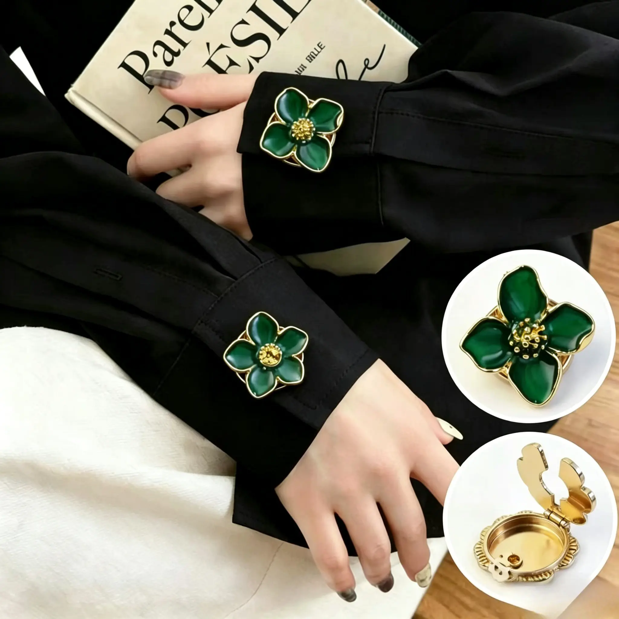 Detachable cufflinks, Italian-French style, high-end cuff bracelet decoration, press-type coat and shirt button set