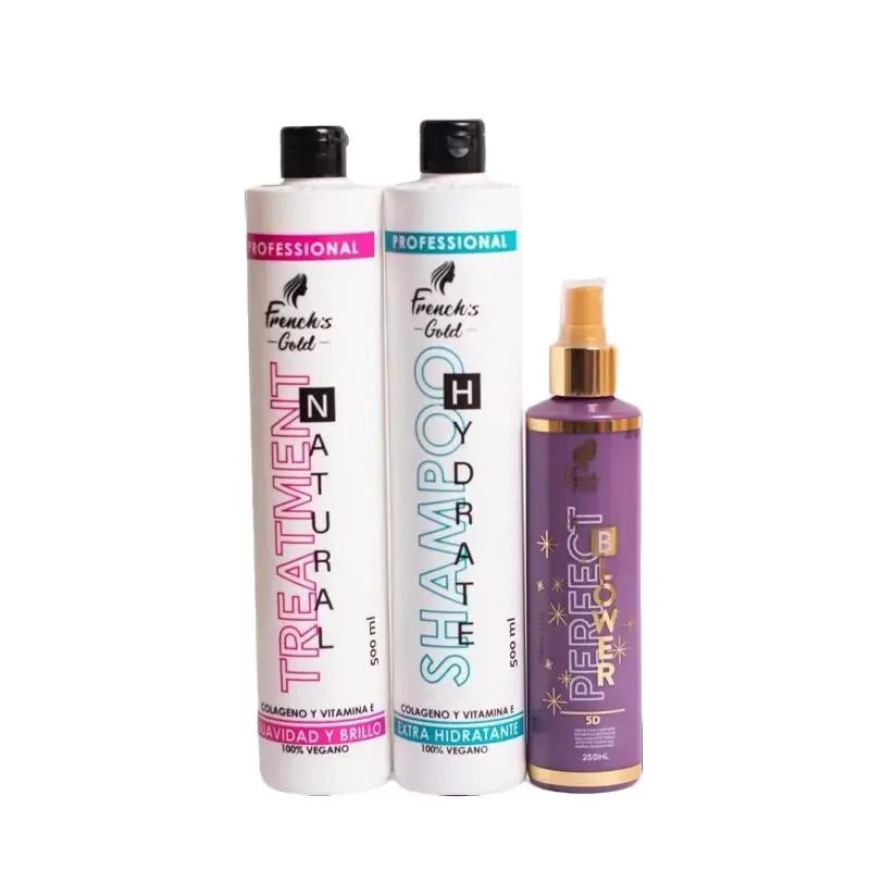 French's Gold Shampoo Natural Treatment & Heat Hair Protector 500ML Professional Hydrate & Perfect Power