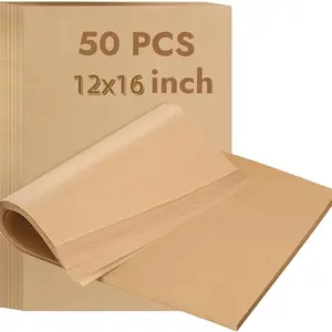 50 Pcs Parchment Paper Baking Sheets, 12x16 Inches Non-Stick Precut, Unbleached, Ideal for Baking, Grilling, Air Fryer, Steaming, Bread, Cupcakes, Cookies
