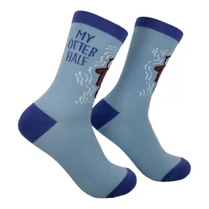 Women's My Otter Half Socks Funny Sarcastic Graphic Novelty Footwear for Ladies Funny Graphic Socks Comfortable Fitted Spandex Cotton
