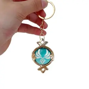 Genshin Impact Fontaine Sumeru Wanderer Light Pervious Key Chain 7 Element Eye Of Original God Cosplay Toy KeyRing