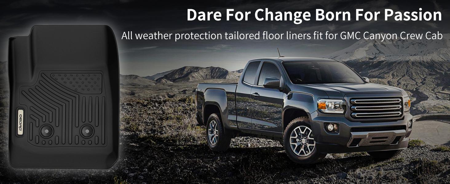 YITAMOTOR Floor Mats Fit for 2015-2022 Chevy Colorado Crew Cab/GMC Canyon Crew Cab, Unique Black TPE All-Weather Guard Includes 1st and 2nd Row: Front, Rear, Full Set Liners