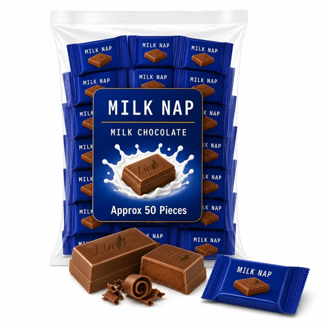 Milk Chocolate Naps, Approx. 50 Individually Wrapped Premium Milk Chocolate Pieces – Smooth Creamy Chocolate Minis for Candy Bowls, Gift Baskets, Party Favors, Dessert Tables, and Everyday Snacking