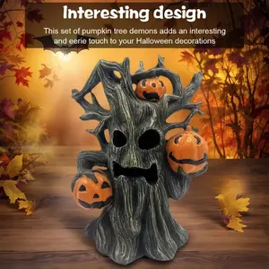 Halloween Ghost Decoration Creative Pumpkin Tree Style Resin Decor, Home Living Room Bedroom Office Desktop Ornament
