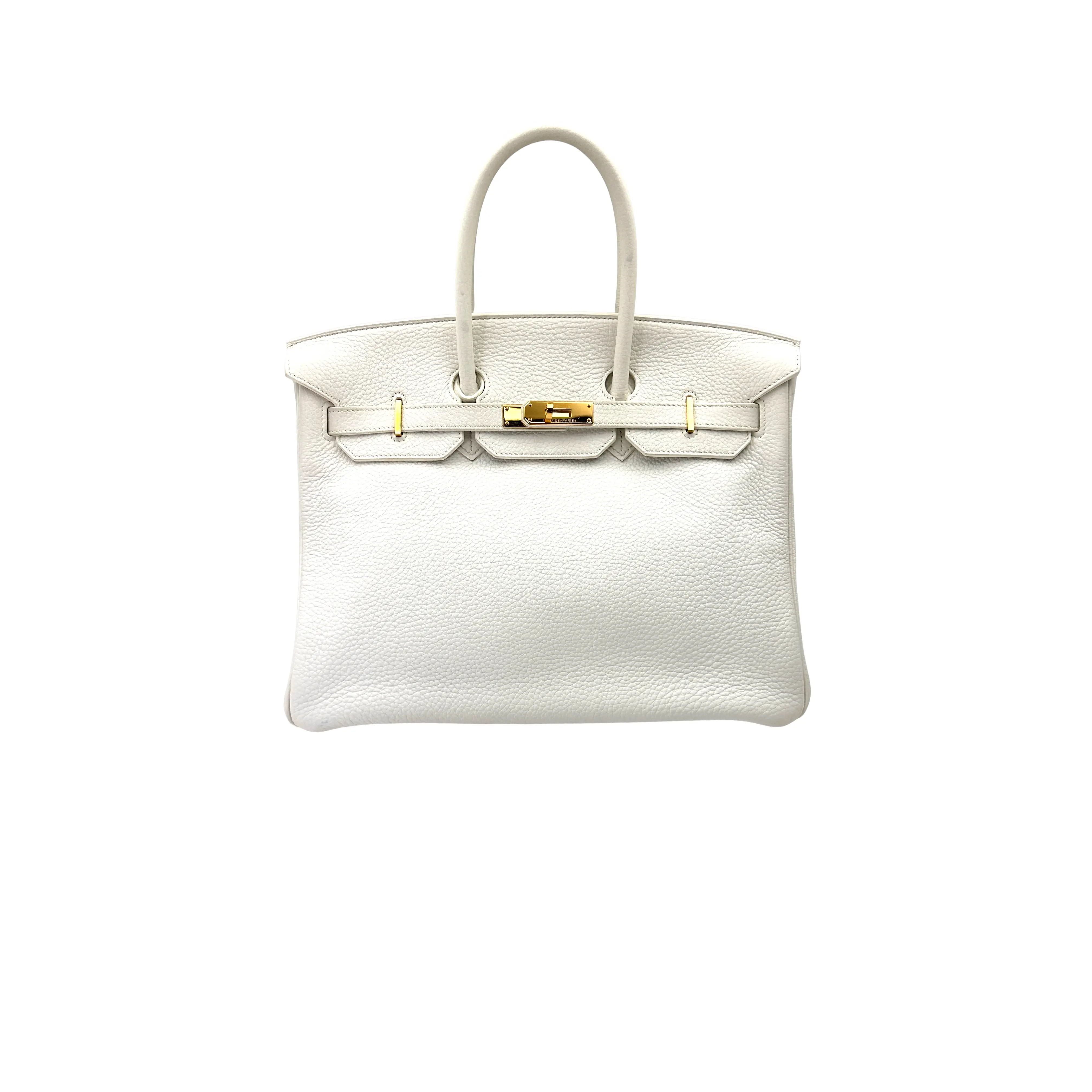 Pre-owned HERMÈS Leather Shoulder bags Hermes Birkin35 White Handle Bag With Gold HardwareHR267
