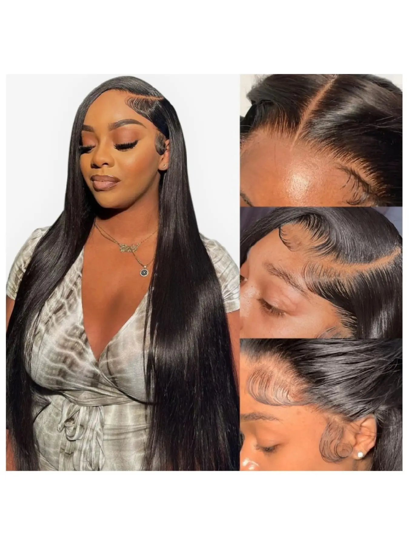 HD Lace Front Wig Human Hair 13x4 Transparent Lace Pre Plucked Hairline 180% Density Natural Black Straight Hair Wig with 13x4 HD Lace for Women - Full Frontal Wig for African, Caucasian, Asian (No Glue Needed) Glueless Wigs