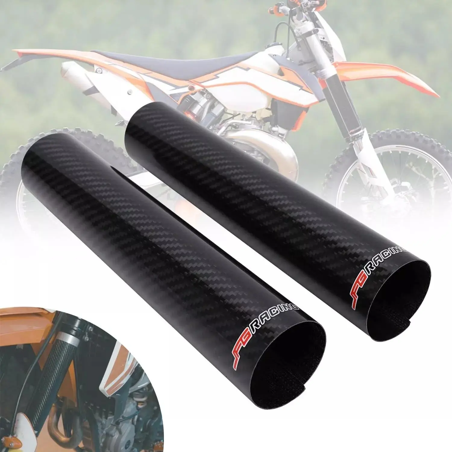 2 PCS Carbon Fiber Fork Wrap Boots Gator Guard Protector Front Shock Covers Gaiters For Most Dirt Bike Motorbike Motorcycle Motor Parts Accessories